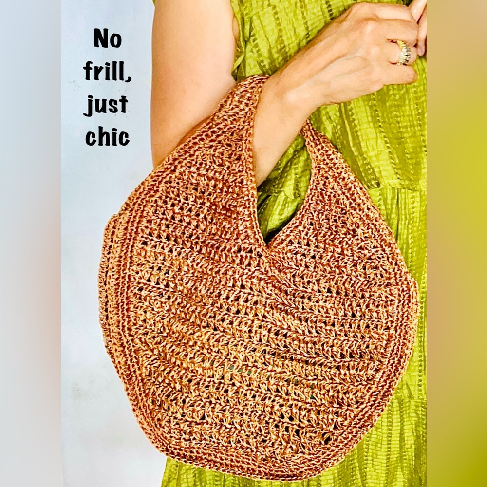 Handcrafted Woven Shoulder Bag in Copper Orange